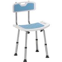 Ergonomic Shower Chair with Backrest & Anti-Slip Feet - Adjustable Height, Lightweight Blue Bath Seat