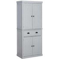 Traditional Wood Kitchen Storage Cupboard with Drawers & Adjustable Shelves - Tall Freestanding Larder Unit