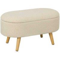 Teddy Fleece Storage Ottoman - Cream, Pine Wood, 39L Capacity, Padded Seat