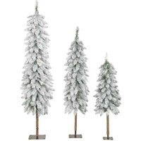Set of 3 Artificial Snow-Flocked Pencil Christmas Trees - 3ft, 4ft & 5ft Slim Nordic Style
