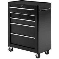 Steel 5-Drawer Lockable Rolling Tool Storage Cabinet - Industrial Metal Chest, High Capacity, Mobile