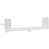 Set of 3 White MDF U-Shaped Floating Wall Shelves - Minimalist Space-Saving Storage