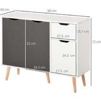 Grey Wood Sideboard Cabinet with Drawer - Modern Storage Unit, Durable Particle Board, Scandinavian Style