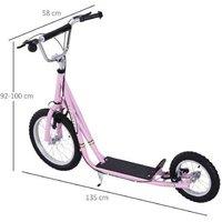 Teen Kick Scooter - Outdoor Pink Ride-On for Ages 5+, Dual Brakes, Adjustable Handlebar