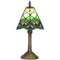 Tiffany Table Lamp - Geometric Stained Glass, Vintage Bedside Lighting