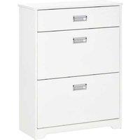 Wood Shoe Cabinet - Flip Drawers - 16 Pair Storage - Minimalist Entryway Organiser