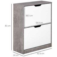 Wooden Shoe Cabinet - 2-Tier Rack with Drawer, 8 Pair Storage, Modern Minimalist Foyer Organiser