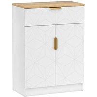 Modern Wood Sideboard Storage Cabinet with Drawer & Adjustable Shelf - White, Compact, 82cm