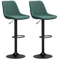 Set of 2 Adjustable Green Chenille-Feel Tub Bar Stools - Modern Kitchen Seating, Steel Frame