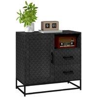 White Wood Sideboard Storage Cabinet - Adjustable Shelves, Steel Base, Modern Minimalist