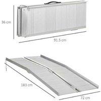 183cm Heavy-Duty Folding Wheelchair & Mobility Ramp - Textured Aluminium, Anti-Slip, Portable