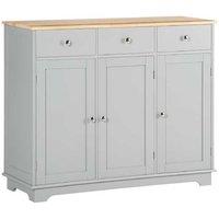 Rubberwood Top Sideboard Storage Cabinet - Durable Wood, Adjustable Shelves, Multi-Room Use