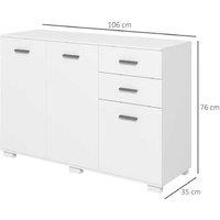 Gloss White Sideboard Storage Cabinet - 3 Doors, 2 Drawers, Adjustable Shelves, Modern Wood Design