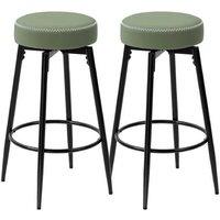Set of Two Faux Leather Swivel Bar Stools - Padded, 360 Adjustable, Industrial Style
