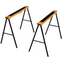 Heavy-Duty Steel Saw Horse Set - Non-Slip, Foldable, 2-Piece, 125kg Capacity