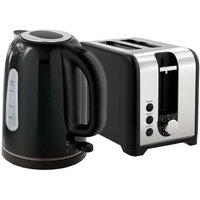 Sleek Rapid Boil Kettle & 2-Slice Toaster Set - Polished Black, 1.7L, 900W