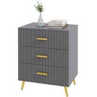 3-Drawer Modular Bedroom Dresser - Embossed Grey/Gold, Sturdy Aluminium, 60cm Wide