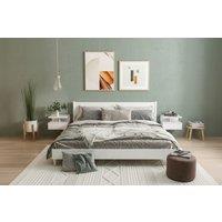 Set of 2 High Gloss White Floating Bedside Tables - Particle Board, Drawer Storage, Modern Wall-Mounted Design