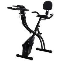 Folding Stationary Exercise Bike with Adjustable Resistance & Arm Bands - Steel Frame, Compact Home Gym Equipment, Black