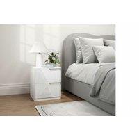 Set of 2 High Gloss White Bedside Tables - Modern Bedroom Storage Drawers