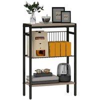 Industrial Grey Three Shelf Side Table with Storage - Steel Frame, Compact Living Room Furniture