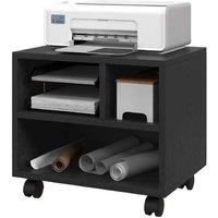 Wooden Printer Cabinet with Wheels - 3-Compartment Office Storage Stand