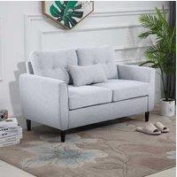 2 Seater Fabric Sofa - Spring Cushions, Compact Modern Design, Light Grey