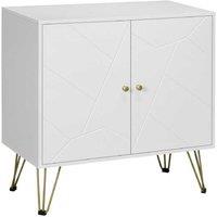 Slim Modular Storage Cabinet - White Wood with Gold Hairpin Legs - Modern Sideboard