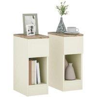 Set of 2 Modern Wood Storage Bedside Tables - White, Compact, Durable, Multi-Purpose
