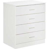 White MDF Vertical 4-Drawer Chest Cabinet - Minimalist Tallboy Storage Unit