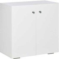 White Minimalist Storage Cabinet with Door & Shelves - Durable Particleboard, 70cm Wide, Modern Freestanding Unit