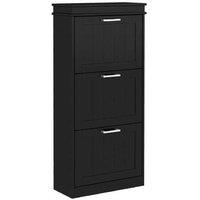 Minimalist Black MDF Three-Drawer Slim Shoe Cabinet Storage Unit