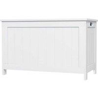 Wooden Storage Trunk with Hinged Lid - White - Large 76x40x48cm Storage Chest Bench