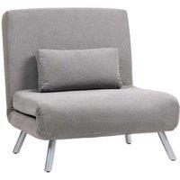 Single Velvet-Feel Adjustable Chair Bed - Grey, Space-Saving Guest Sofa