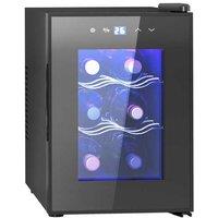 6-Bottle Countertop Wine Fridge - Energy Efficient, Adjustable 8-18C, Sleek Black