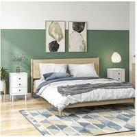 Set of Two Modern White MDF 3-Drawer Bedside Tables - Bedroom Storage Units