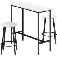 Contemporary Marble-Effect Bar Table Set - Space-Saving 2-Seater, Steel Frame, Easy-Clean, Modern Breakfast Bar
