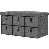 Six-Drawer Shoe Storage Bench with Padded Seat - MDF Minimalist Modular Shoe Rack, 120kg Capacity, Compact Dark Grey