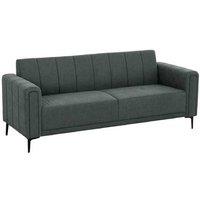 Modern Fabric 3-Seater Sofa - Grey Linen, Steel Legs, Relaxed Style