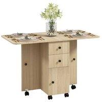 Extendable Six-Seater Drop Leaf Dining Table with Storage - Compact Space-Saving Design