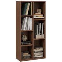 Walnut 7-Cube Modular Bookcase Storage Unit - Durable Particleboard, Space-Saving Design