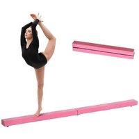 Pink Suede Wooden Folding Balance Beam Trainer - Gymnastics Toy for Ages 4+, Creative Indoor Play, Safe & Portable