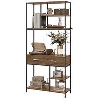 Seven-Shelf Industrial Modular Display Shelf with Drawers - Metal & Wood, High Capacity, Industrial Style
