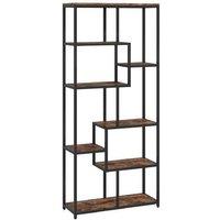 Seven-Tier Metal Geometric Bookcase - Minimalist Storage Display Unit, 180cm Tall, Industrial Style