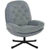 Swivel Chenille Armchair - Water-Repellent, 360 Accent Chair, Grey, Modern Steel Legs, 120kg Capacity