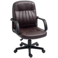 Ergonomic PU Leather Swivel Executive Office Chair - Adjustable Height, Dark Brown