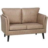 Small Leathaire 2 Seater Sofa - Modern Light Brown Loveseat, Compact Upholstery