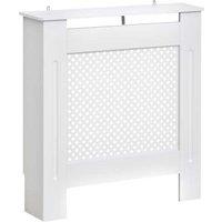 Small White MDF Radiator Cover Cabinet - Modern Ventilated Design & Extra Storage Shelf