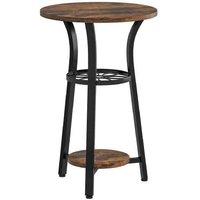 Small Round Side Table with 3 Storage Shelves - Rustic Brown Industrial Metal, Space-Saving, Multi-Tier Living Room End Table