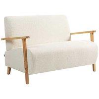 Small Sherpa Fabric 2 Seater Sofa Settee - Nordic Style, Compact Cream Loveseat